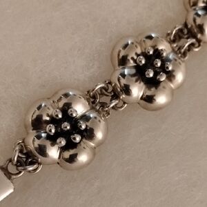 925 Vintage Hibiscus Bracelet And Earrings Set